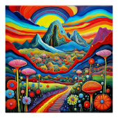 Psychedelische Berglandschaft 2 Poster (Vorderseite)