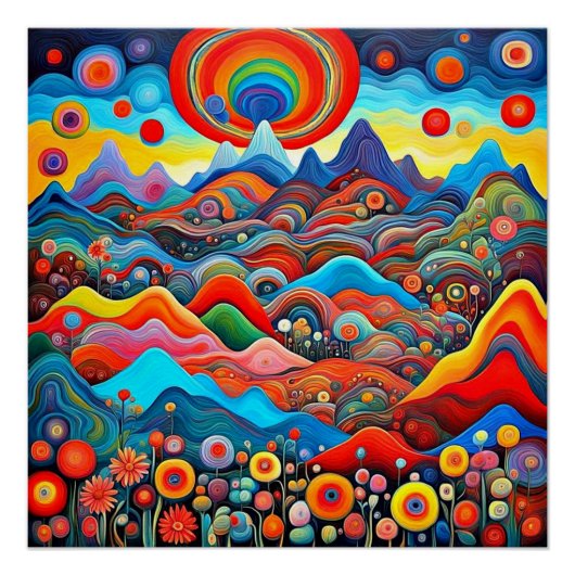 Psychedelische Berglandschaft 3 Poster (Vorderseite)