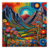 Psychedelische Berglandschaft 4 Poster (Vorderseite)