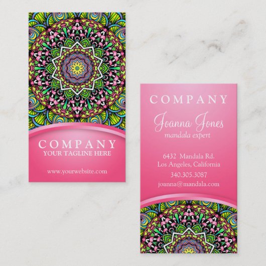 Psychedelische Blätter Mandala Visitenkarte (Vorne/Hinten)