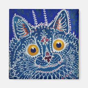 Psychedelische blaue Katze Louis Wain Magnet