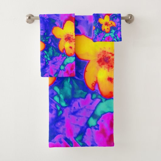 psychedelische Blume 4 Badhandtuch Set (Insitu)
