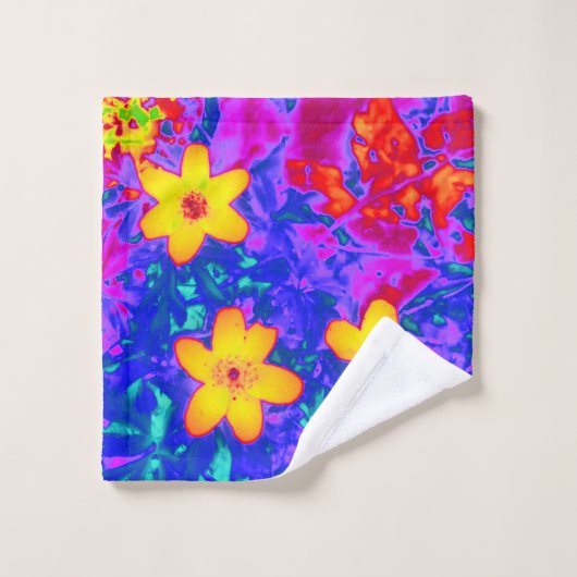 psychedelische Blume 4 Badhandtuch Set (Waschlappen)