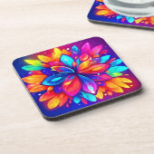 Psychedelische Blume Artwork Getränkeuntersetzer (Linke Seite)