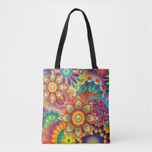 Psychedelische Blume auf Tasche (Vorderseite)