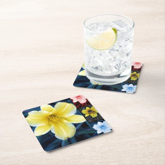 Psychedelische Blume - Farbiger Untersetzer (Vor Ort)