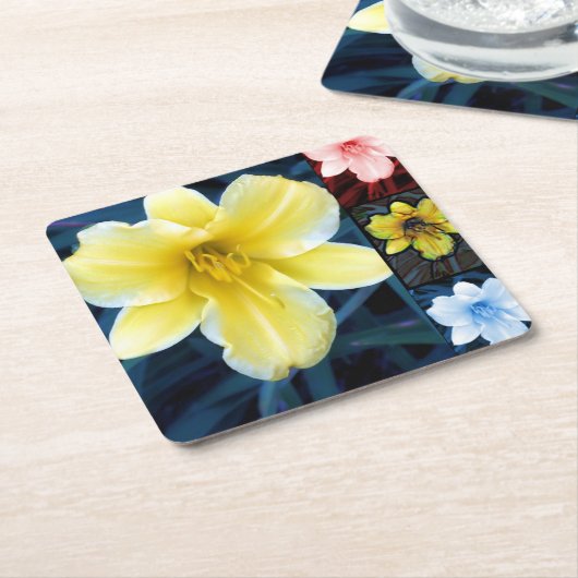 Psychedelische Blume - Farbiger Untersetzer (angewinkelt)