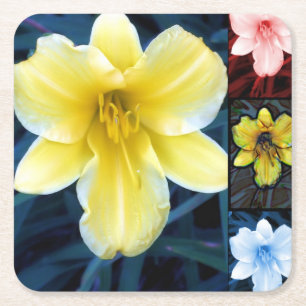 Psychedelische Blume - Farbiger Untersetzer