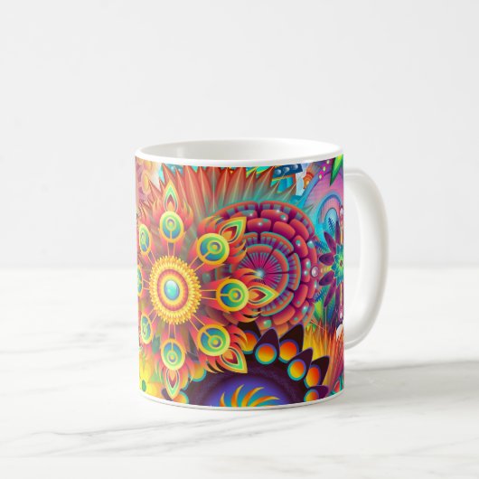 Psychedelische Blume Kaffeetasse (VorderseiteRechts)