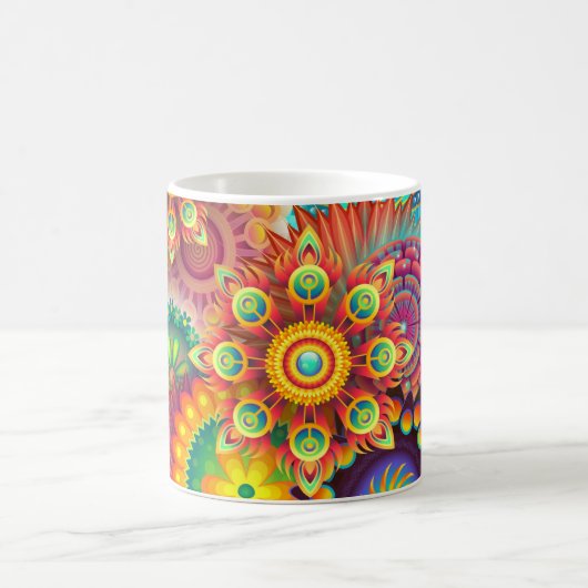 Psychedelische Blume Kaffeetasse (Mittel)