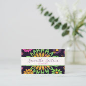 Psychedelische Blume kühl und farbig Visitenkarte (Stehend Vorderseite)