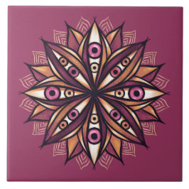 Psychedelische Blume Kunst mit trippy Creepy Eyes Fliese