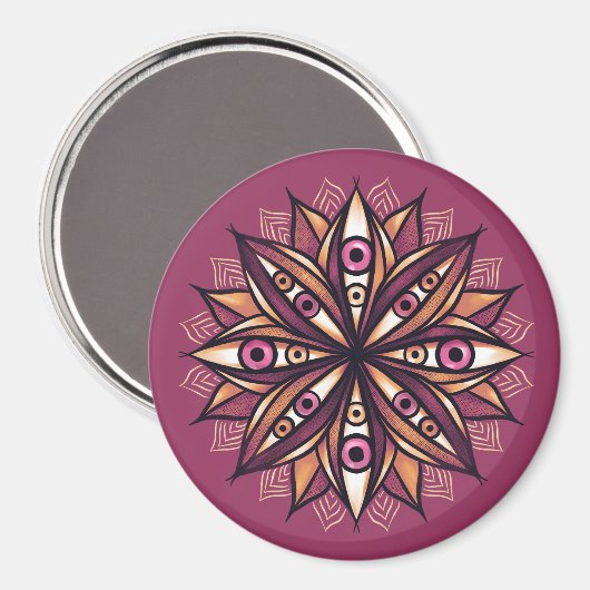 Psychedelische Blume Kunst mit trippy Creepy Eyes Magnet (Vorderseite/Rückseite)