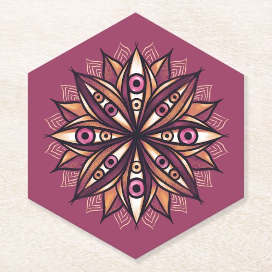 Psychedelische Blume Kunst mit trippy Creepy Eyes Untersetzer (Vorderseite)