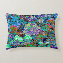 Psychedelische Blume Lila und Kalkgrün Dekokissen