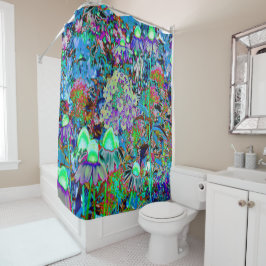 Psychedelische Blume Lila und Kalkgrün Duschvorhang