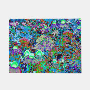 Psychedelische Blume Lila und Kalkgrün Fußmatte