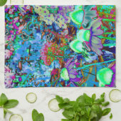 Psychedelische Blume Lila und Kalkgrün Geschirrtuch (Gefaltet)