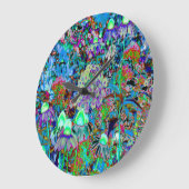 Psychedelische Blume Lila und Kalkgrün Große Wanduhr (Winkel)