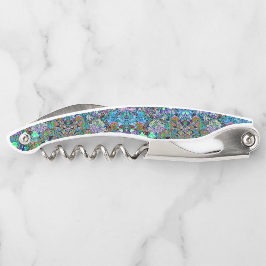 Psychedelische Blume Lila und Kalkgrün Kellnermesser (Rückseite)