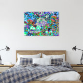 Psychedelische Blume Lila und Kalkgrün Leinwanddruck (Insitu (Schlafzimmer))