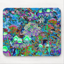 Psychedelische Blume Lila und Kalkgrün Mousepad