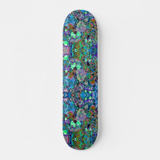 Psychedelische Blume Lila und Kalkgrün Skateboard (Vorne)