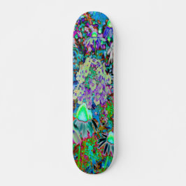 Psychedelische Blume Lila und Kalkgrün Skateboard