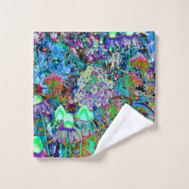 Psychedelische Blume Lila und Kalkgrün Waschlappen