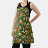 Psychedelische Blume Muster Retro Style D Green BG Schürze (InSitu)