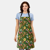 Psychedelische Blume Muster Retro Style D Green BG Schürze (Getragen)