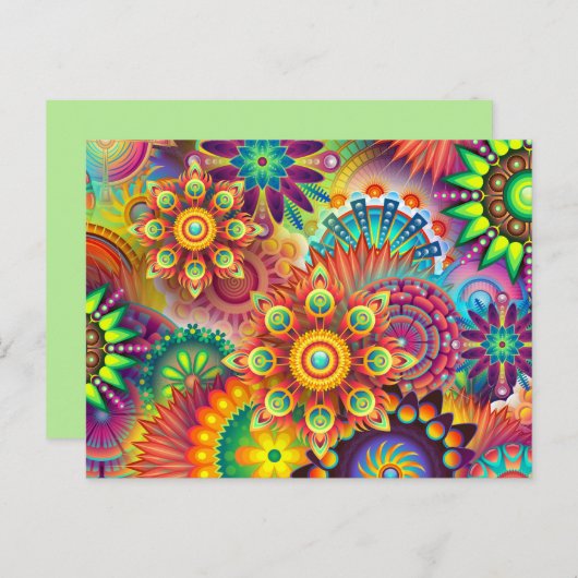 Psychedelische Blume Postkarte (Vorne/Hinten)