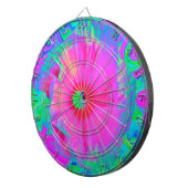 Psychedelische Blume Rosa und Roter Hibiskus Dartscheibe (Vorderseite rechts)