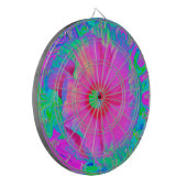Psychedelische Blume Rosa und Roter Hibiskus Dartscheibe (Vorderseite Links)