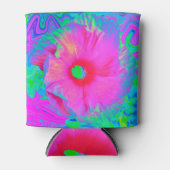 Psychedelische Blume Rosa und Roter Hibiskus Dosenkühler (Vorderseite)