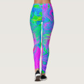 Psychedelische Blume Rosa und Roter Hibiskus Leggings (Rückseite)