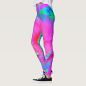 Psychedelische Blume Rosa und Roter Hibiskus Leggings (Links)