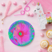 Psychedelische Blume Rosa und Roter Hibiskus Pappteller (Party)