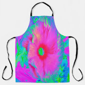 Psychedelische Blume Rosa und Roter Hibiskus Schürze (Vorderseite)