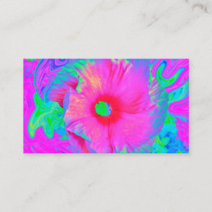 Psychedelische Blume Rosa und Roter Hibiskus Visitenkarte