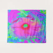Psychedelische Blume Rosa und Roter Hibiskus Wandteppich (Vorderseite (Horizontal))