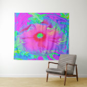 Psychedelische Blume Rosa und Roter Hibiskus Wandteppich (Beispiel (Horizontal))