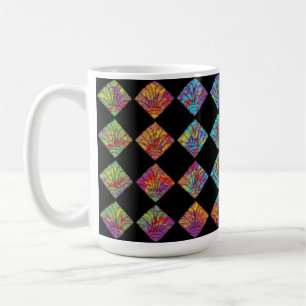 Psychedelische Blumen Diamanten Farbige Abstraktio Kaffeetasse