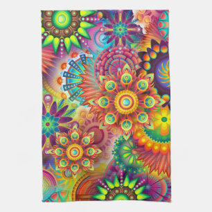 psychedelische Blumen Küchenhandtuch Geschirrtuch