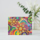 psychedelische Blumen Postkarte (Stehend Vorderseite)
