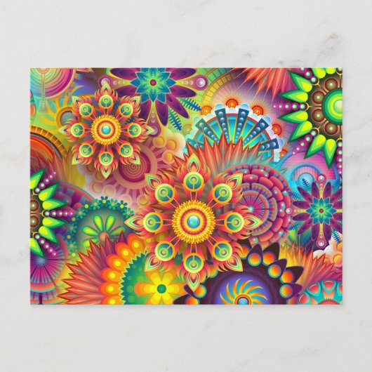 psychedelische Blumen Postkarte (Vorderseite)