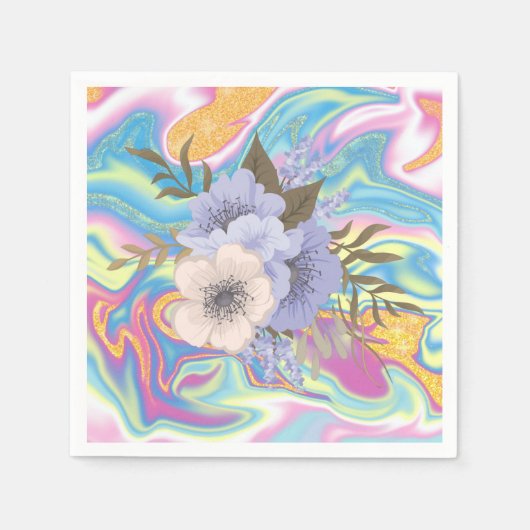 Psychedelische Blumenmuster Muster Abstrakte Blume Serviette (Vorderseite)