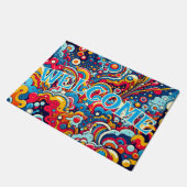 Psychedelische bunte Grafik Fußmatte (Schrägansicht)