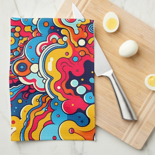 Psychedelische bunte Grafik Geschirrtuch (Viertel Falte)