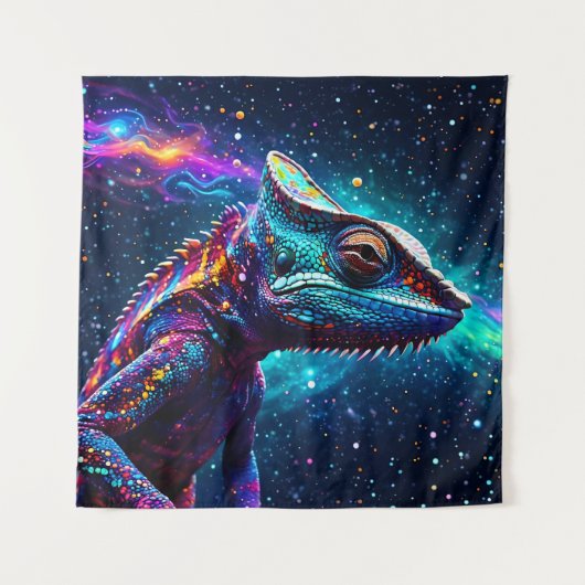 Psychedelische Chameleon MalGalaxien Wandteppich (Vorderseite)